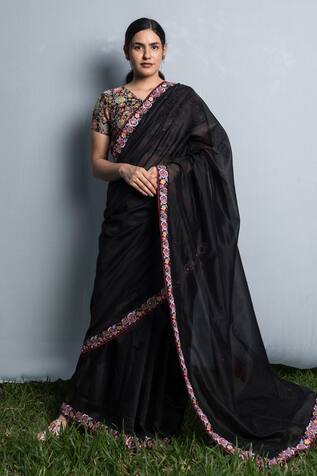 Beige Chanderi Silk Saree
