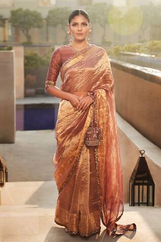 Matsya Meera Wrinkled Tissue Saree With Blouse