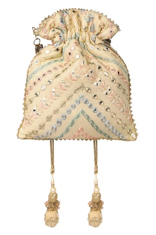 Fuchsia Mirror Embroidered Potli Bag