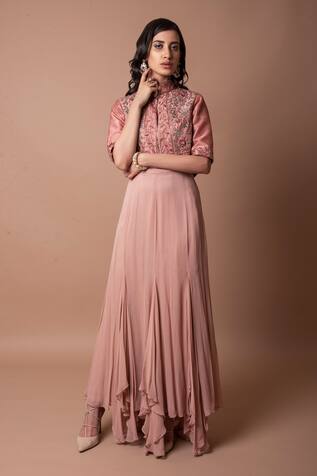 K.Anshika Pleated Dress With Embellished Jacket