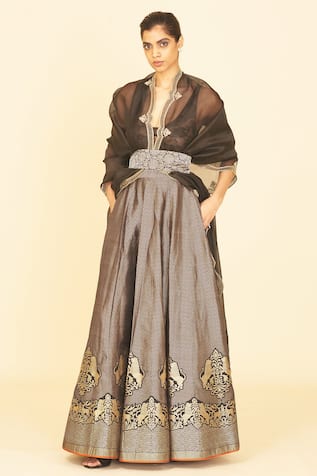 Ekaya Handwoven Silk Lehenga & Dupatta Set