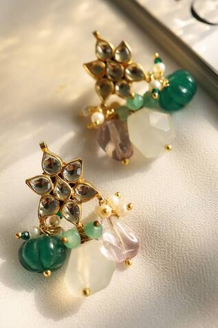 Phiroza Opal Floral Kundan Earrings