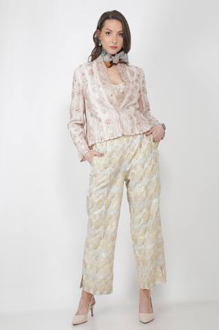 Jajaabor Silk Chanderi Jacket & Pant Set
