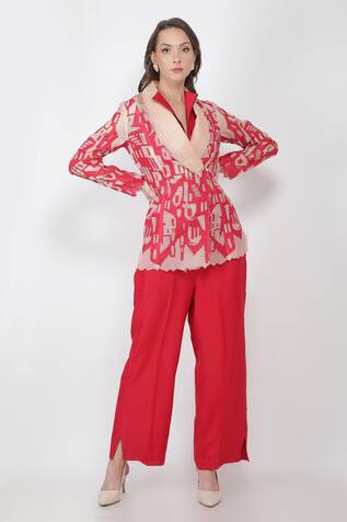 Jajaabor Silk Organza Jacket & Jumpsuit Set