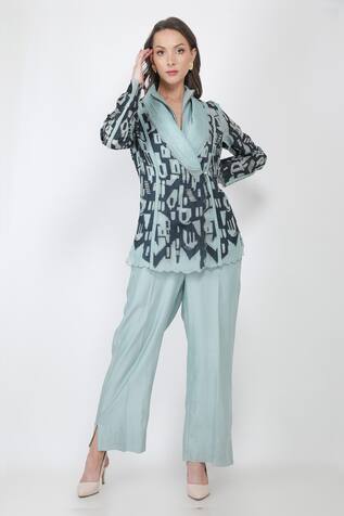 Jajaabor Silk Organza Jacket & Jumpsuit Set