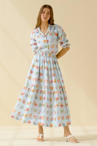 Pozruh by Aiman Iris Floral Print Skirt