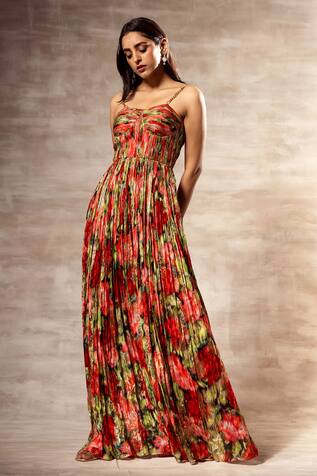 Ruhr India Hand Micro-Pleated Maxi Dress