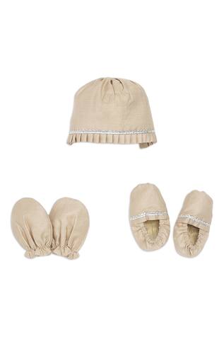 Tiber Taber Embroidered Cap, Mittens and Booties Set