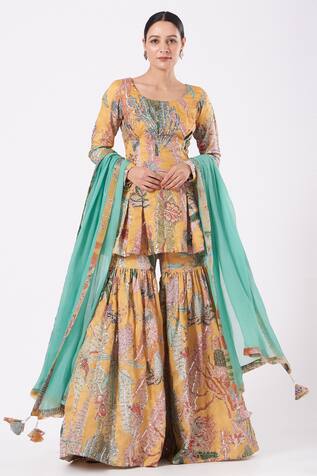 Aisha Rao Pastiche Print Kurta Sharara Set