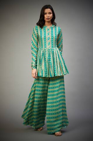 RI.Ritu Kumar Embroidered Kurta & Flared Pant Set