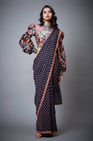 RI.Ritu Kumar Floral Print Saree With Blouse