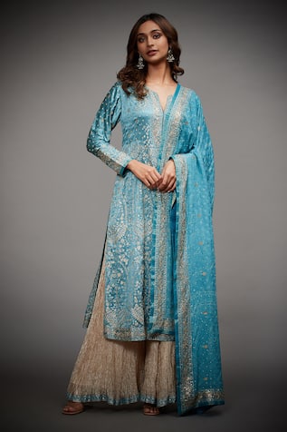 RI.Ritu Kumar Aari Embroidered Kurta Gharara Set