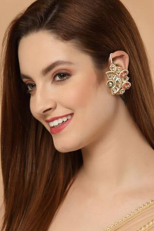Dugran By Dugristyle Kundan Earrings With Ear Chain