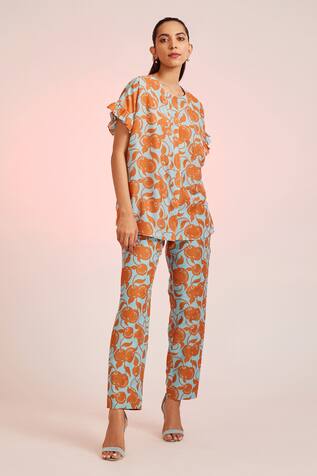 Pankaj & Nidhi Naranjos Ruffle Sleeve Shirt
