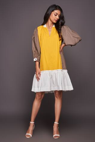 Deepika Arora Colorblock Mandarin Collar Dress