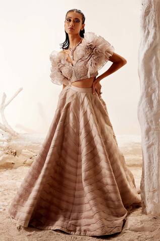 Adaara Couture Ruffle Blouse & Lehenga Set
