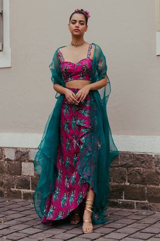 Jodi Gajner Hand Embroidered Cape Skirt Set