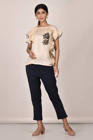 Arihant Rai Sinha Draped Sleeve Embroidered Top
