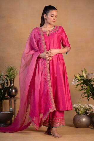 Pants and Pajamas Organza Ombre Embroidered Dupatta