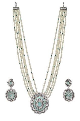 Tizora Long Kundan Embellished Haar Necklace Set