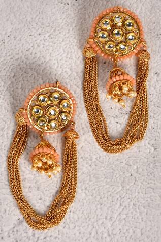 Samyukta Singhania Chain Tassel Kundan Earrings