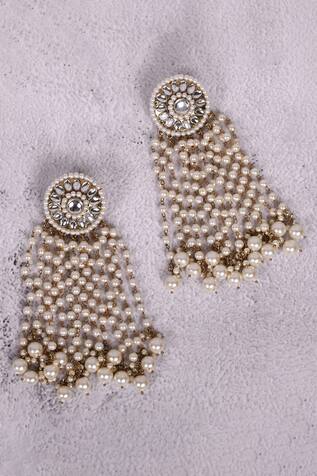 Samyukta Singhania Pearl Tassel Long Earrings