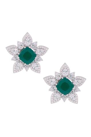 Solasta Jewellery Stork's Bill Emerald Stud Earrings