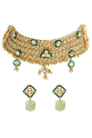 Heer-House Of Jewellery Reshami Polki Necklace Set