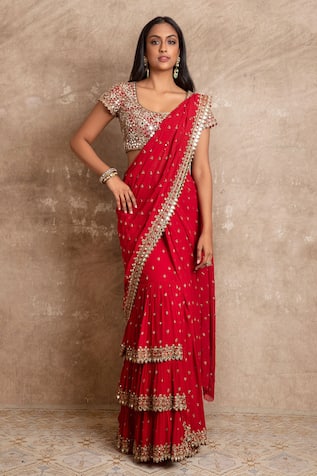 Arpita Mehta Pre-Draped Embroidered Saree Set