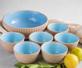 The Table Fable Set Of 7 Striped Dessert Set