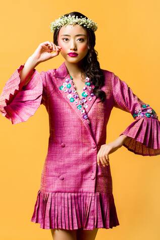 Nitara Dhanraj Label Pleated Blazer Dress