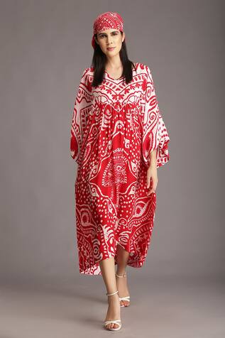 Alpona Designs Ocean Print V Neck Dress