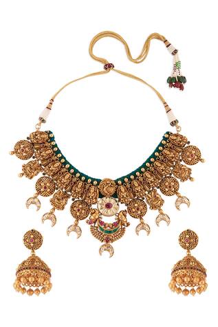 Joules by Radhika Carved Temple Necklace Set