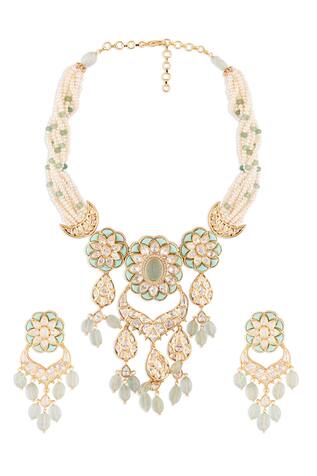 Joules by Radhika Floral Kundan Necklace Set