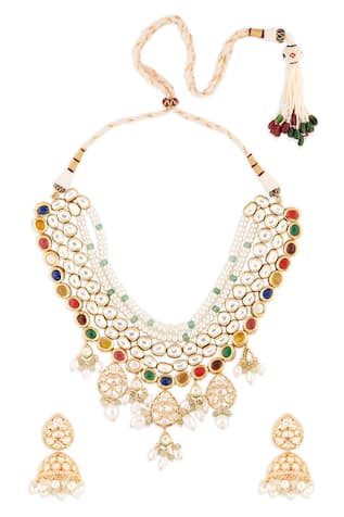 Joules by Radhika Multi Layered Stone Necklace Set