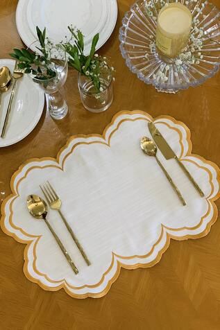MJ Label Double Line Cloud Embroidered Table Mat (Set of 6)