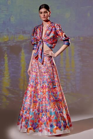 Rajdeep Ranawat Leela Abstract Print Skirt & Crop Top Set