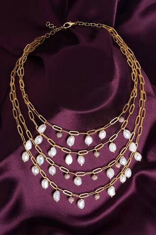 Urbature Multi Chained Pearl Necklace