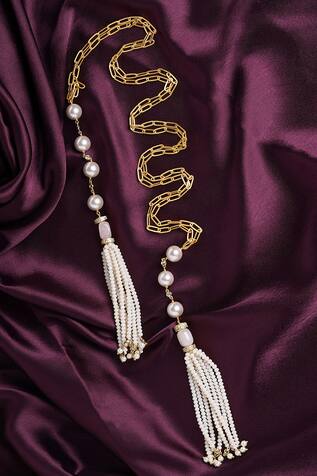 Urbature Shell Pearl Tassel Necklace