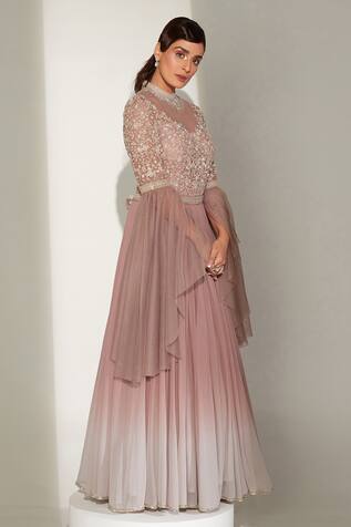 Amitabh Malhotra Embroidered Ombre Gown