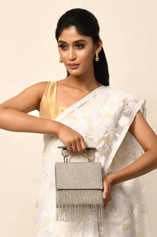 Samyukta Singhania - Accessories Bead Embroidered Clutch With Handle