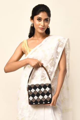 Samyukta Singhania Bead Embroidered Hand Bag With Handle