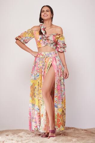 Siddhartha Bansal Printed Slit Skirt
