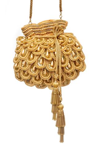 SG Collection by Sonia Gulrajani Odette Velvet Scallop Embroidered Potli