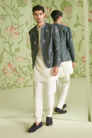 Sanjev Marwaaha Floral Embroidered Bandhgala Set