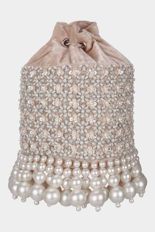 Aanchal Sayal Zen Pearl Embroidered Bucket Bag
