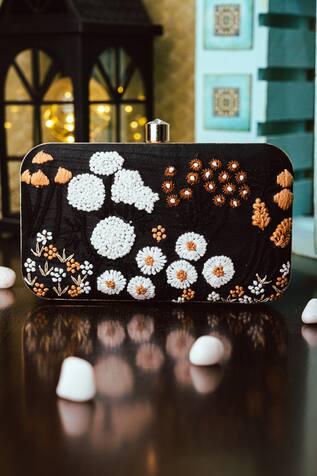 NR by Nidhi Rathi Silk Floral Embroidered Clutch