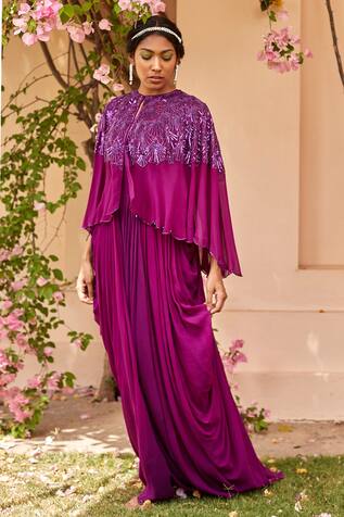 Dania Siddiqui Embroidered Cape With Gown