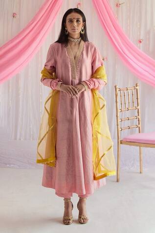 Shorshe Clothing Sashiko Chanderi Kurta & Pant Set