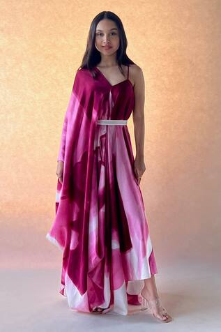 Vedika M Hand Painted Draped Dress